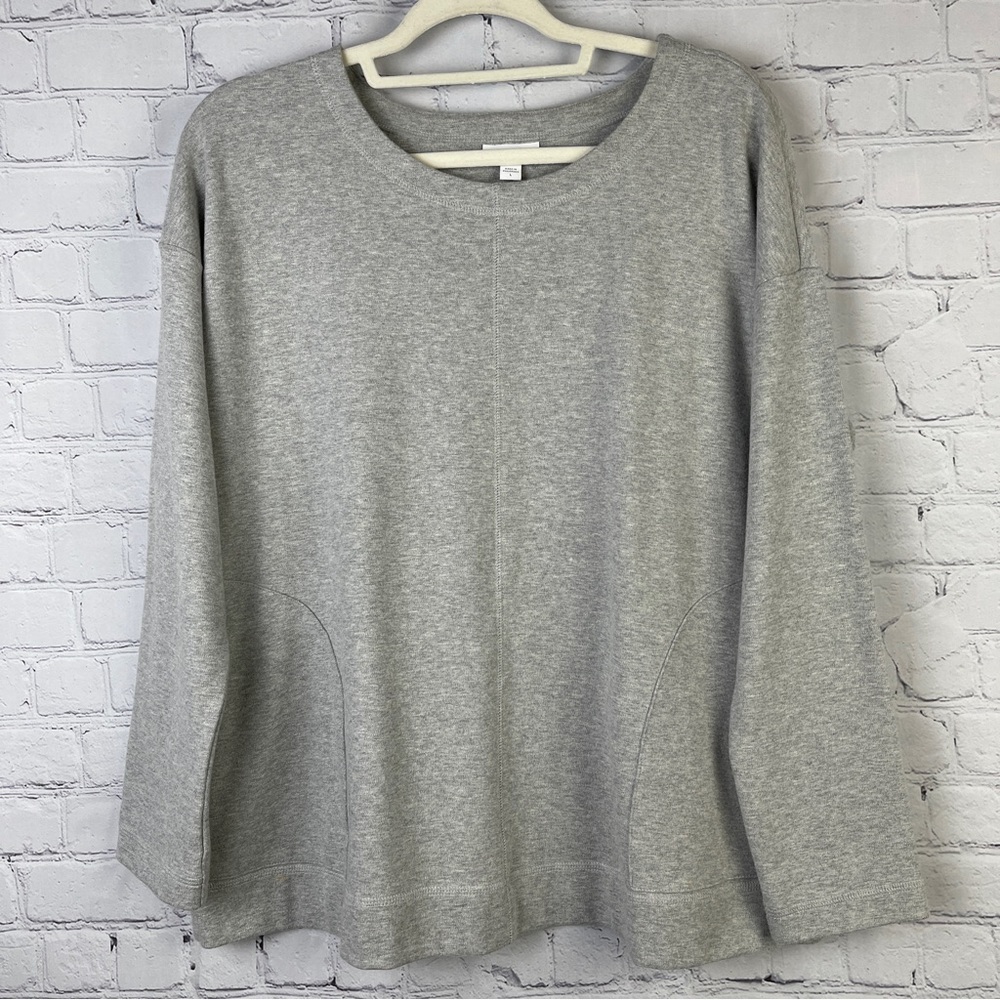 J. JILL Pure Jill very soft cotton gray long sleeve sweater tunic top, size L